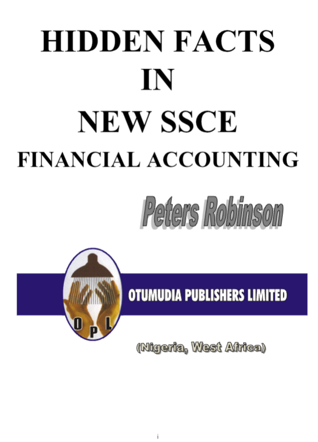 HIDDEN FACTS IN NEW SSCE FINANCIAL ACCOUNTING FOR SENIOR SECONDARY SCHOOLS cover